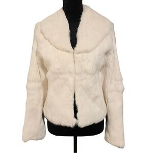 Luxury Ivory Rabbit Fur Coat by Wilson’s Leather Maxima | Genuine Fur | Small